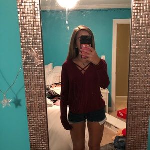 long sleeve criss cross shirt